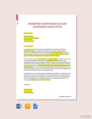Marketing Advertising Account Supervisor Cover Letter