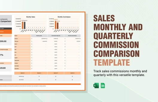 Sales Monthly and Quarterly Commission Comparison Template