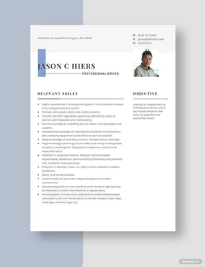Professional Driver Resume