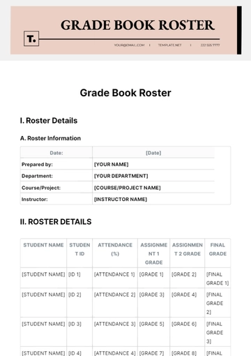 Free Grade Book Roster Template to Edit Online