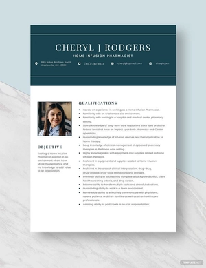 Home Infusion Pharmacist Resume