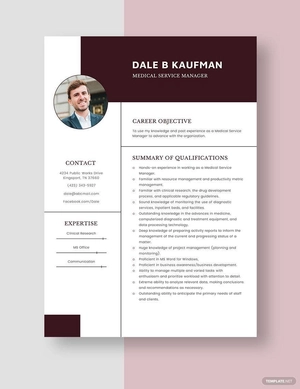 Medical Service Manager Resume