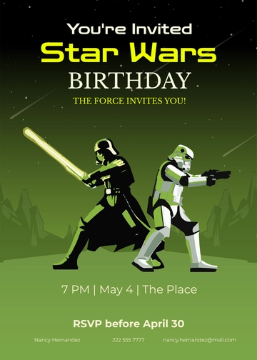 Free Star Wars Photo Birthday Invitation Template to Edit Online