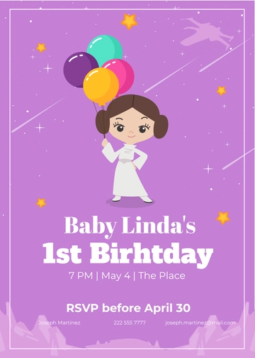 Free Star Wars Baby Girl Invitation Template to Edit Online