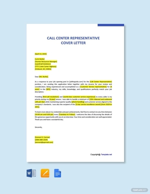 Call Center Representative Cover Letter