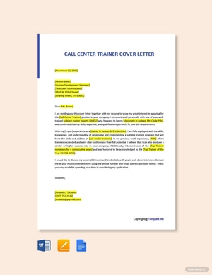 Call Center Trainer Cover Letter