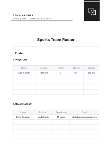 Free Sports Team Roster Template to Edit Online | Template.net