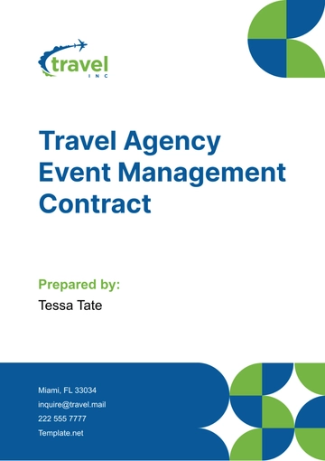 Free Travel Agency Event Management Contract Template to Edit Online