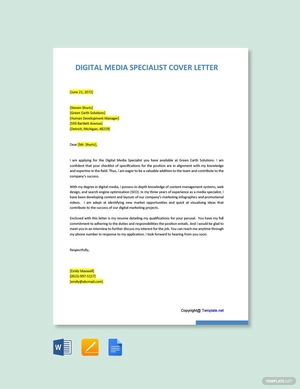 Digital Media Specialist Cover Letter