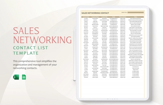 Sales Networking Contact List Template