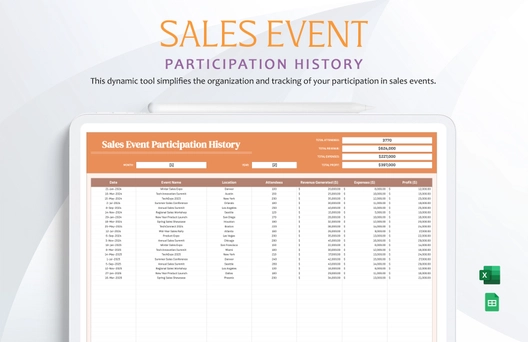 Sales Event Participation History Template