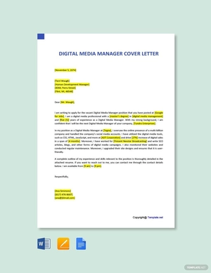 Digital Media Manager Cover Letter