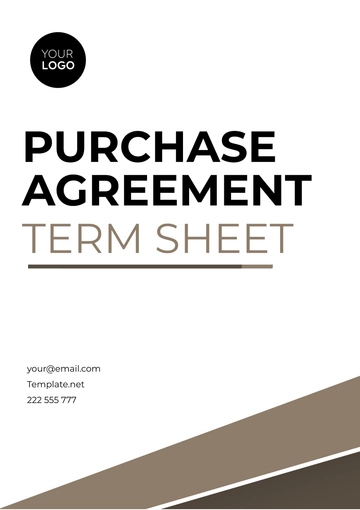 Free Purchase Agreement Term Sheet Template to Edit Online