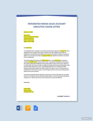Integrated Media Sales Account Executive Cover Letter