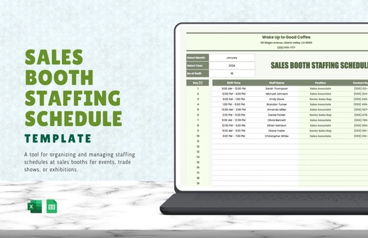 Sales Booth Staffing Schedule Template