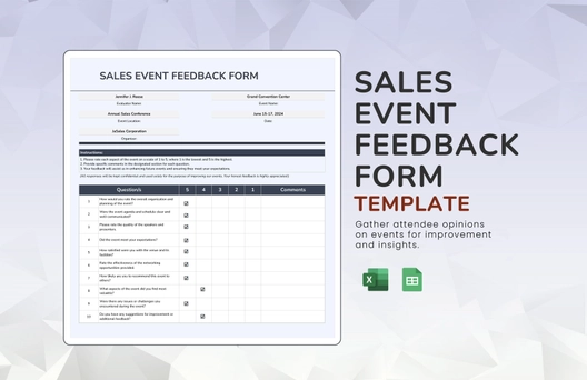 Sales Event Feedback Form Template