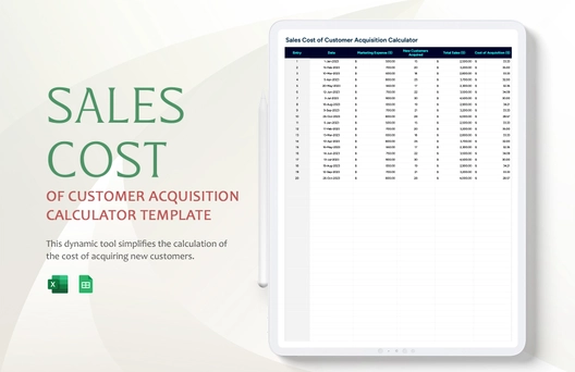 Sales Cost of Customer Acquisition Calculator Template