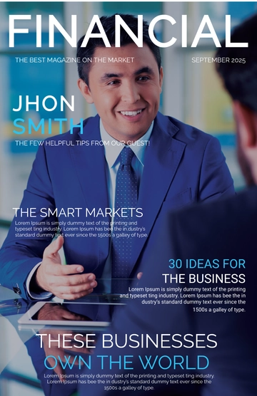 Free Financial Magazine Cover Page Template to Edit Online