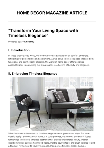 Free Home Decor Magazine Article Template to Edit Online