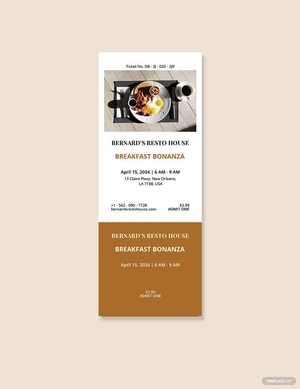 Breakfast Food Ticket Template