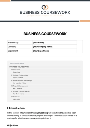 Free Business Coursework Template to Edit Online