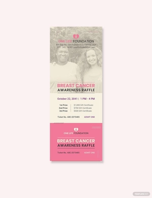 Cancer Awareness Raffle Ticket Template