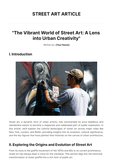 Free Street Art Article Template to Edit Online