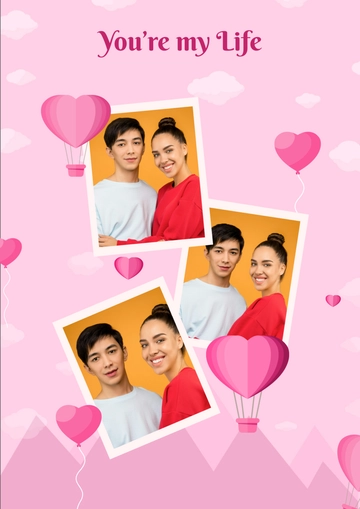Free Simple Romantic Heart Photo Collage Template to Edit Online