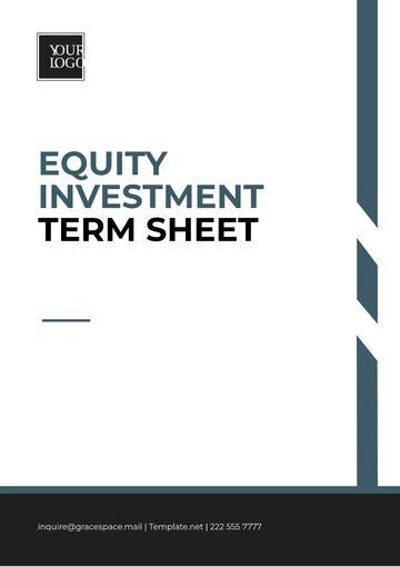 Free Equity Investment Term Sheet Template to Edit Online