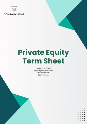 Free Private Equity Term Sheet Template to Edit Online