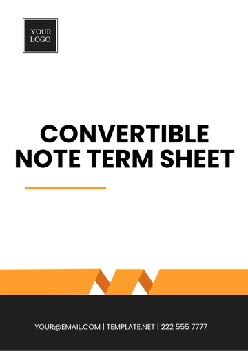 Free Convertible Note Term Sheet Template to Edit Online