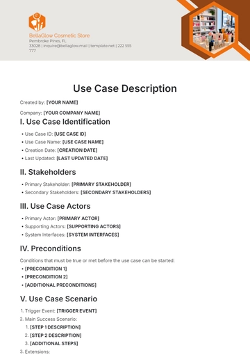 Free Printable Use Case Description Template to Edit Online
