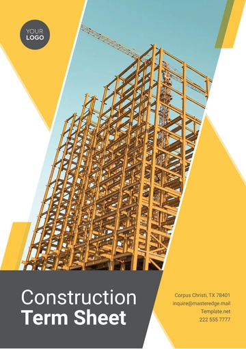Free Construction Term Sheet Template to Edit Online