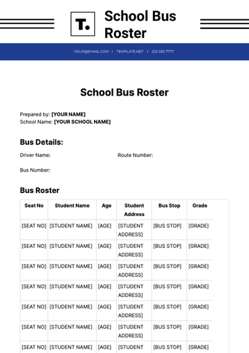 Free School Bus Roster Template to Edit Online