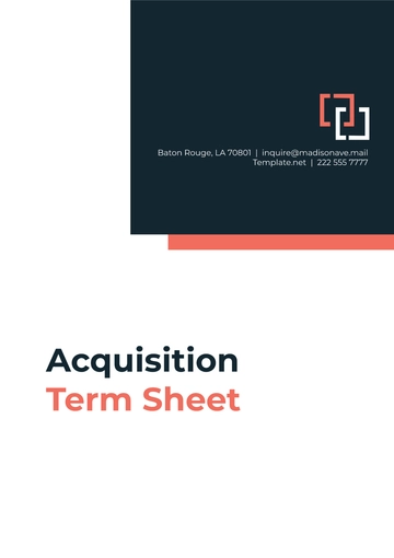 Free Acquisition Term Sheet Template to Edit Online