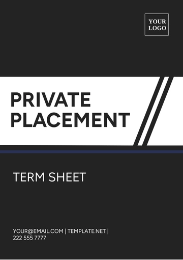 Free Private Placement Term Sheet Template to Edit Online