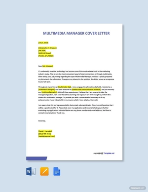 Multimedia Manager Cover Letter Multimedia Manager Cover Letter