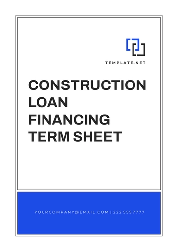 Free Construction Loan Financing Term Sheet Template to Edit Online