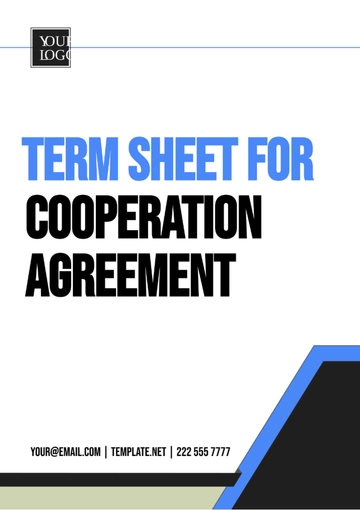 Free Term Sheet for Cooperation Agreement Template to Edit Online