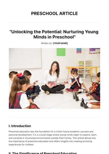 Free Preschool Article Template to Edit Online
