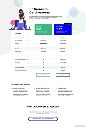Flat Design SaaS Pricing Page Template