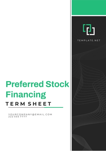 Free Preferred Stock Financing Term Sheet Template to Edit Online