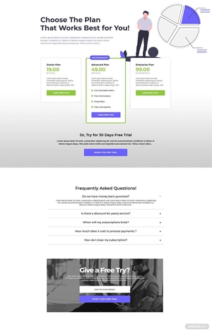 Horizontal SaaS Pricing Page Template