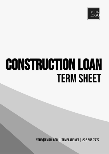 Free Construction Loan Term Sheet Template to Edit Online