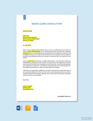 Media Clerk Cover Letter