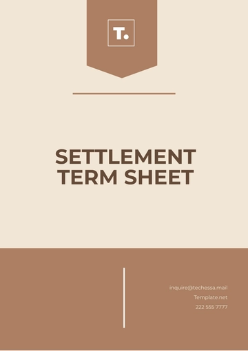 Free Settlement Term Sheet Template to Edit Online