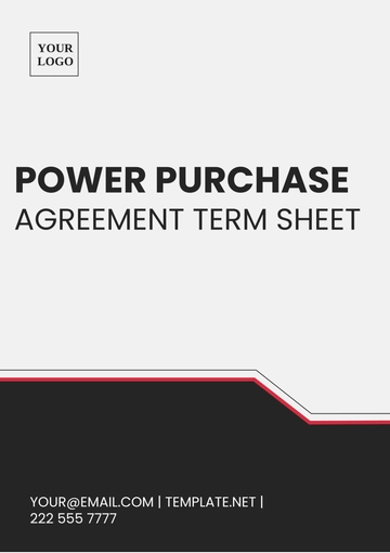 Free Power Purchase Agreement Term Sheet Template to Edit Online