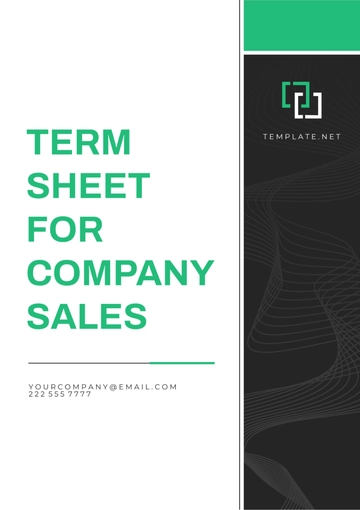 Free Term Sheet for Company Sales Template to Edit Online