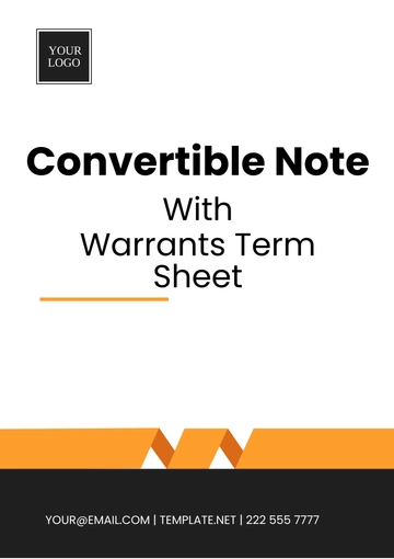 Free Convertible Note with Warrants Term Sheet Template to Edit Online