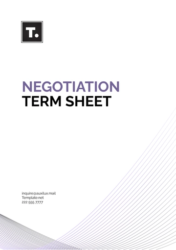 Free Negotiation Term Sheet Template to Edit Online